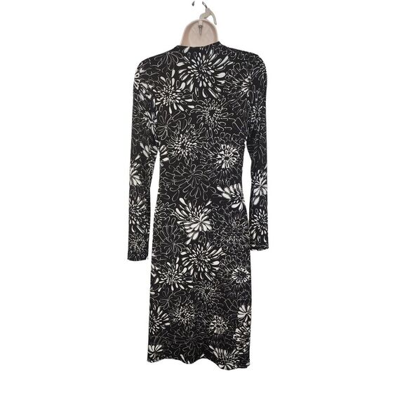 Chicos Floral Wrap Midi Dress Size 0/ US Small Black & White - Picture 3 of 7